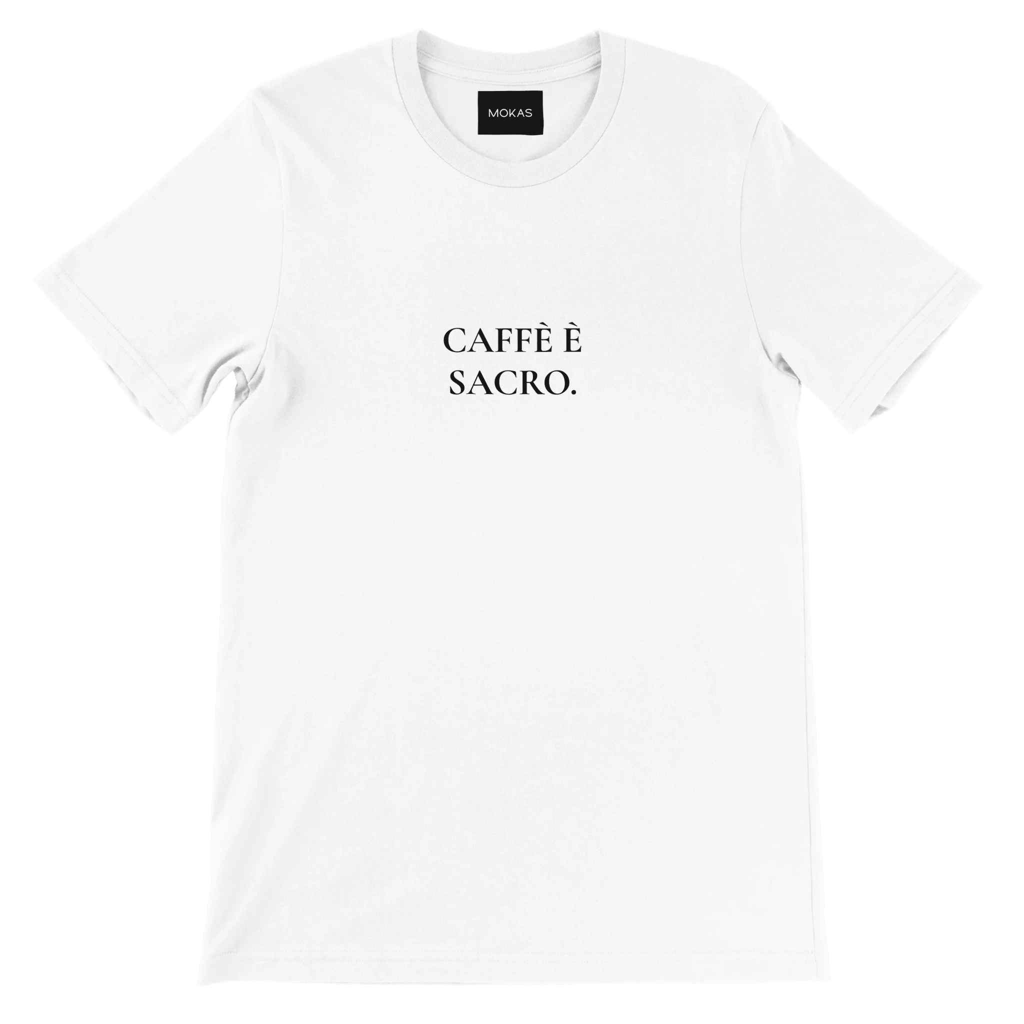 CAFFÈ È SACRO.–Premium Unisex Crewneck T-shirt minimal coffee community - MOKAS