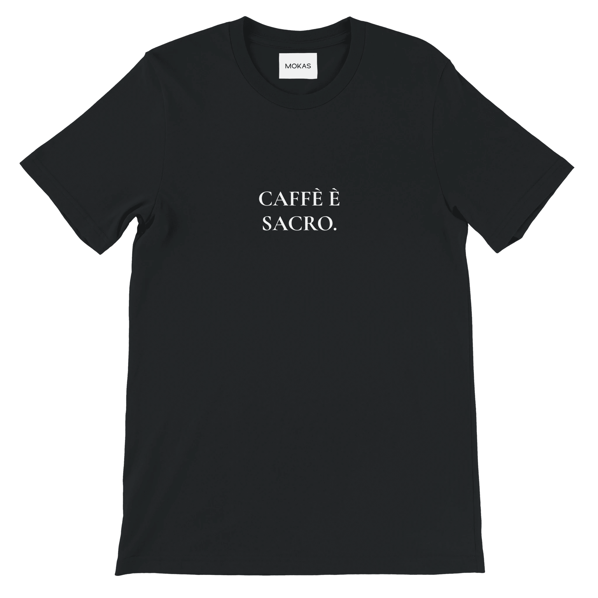 CAFFÈ È SACRO.–Premium Unisex Crewneck T-shirt minimal coffee community - MOKAS