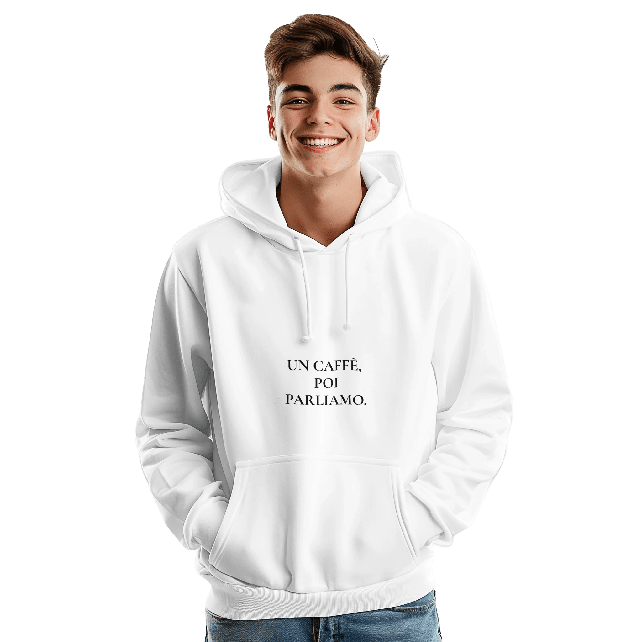 UN CAFFÈ, POI PARLIAMO. – Felpa Premium Unisex coffee lifestyle - MOKAS