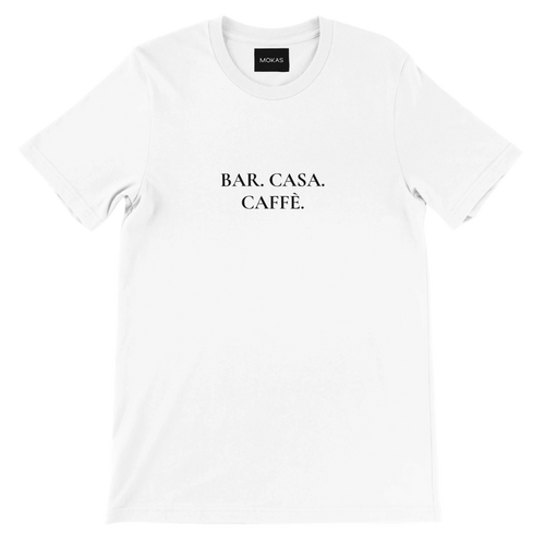 BAR. CASA. CAFFÈ. –Premium Unisex Crewneck T-shirt minimal coffee community - MOKAS