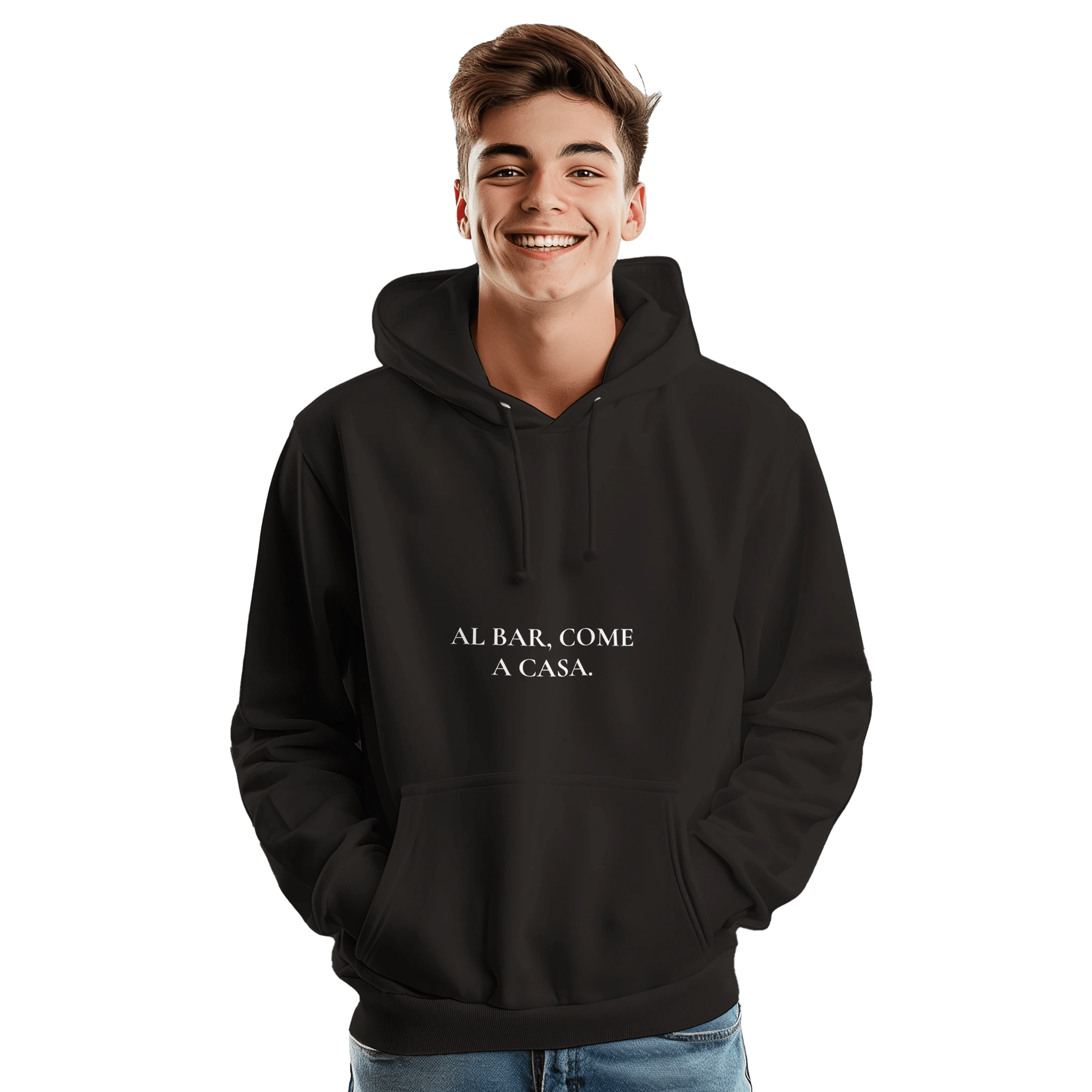 AL BAR, COME A CASA. – Felpa Premium Unisex ispirata alla cultura del bar italiano - MOKAS